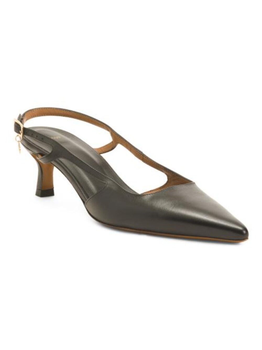 MAJE Made In Portugal Leather Fayna Pointy Toe Open Mid Heel Pumps
